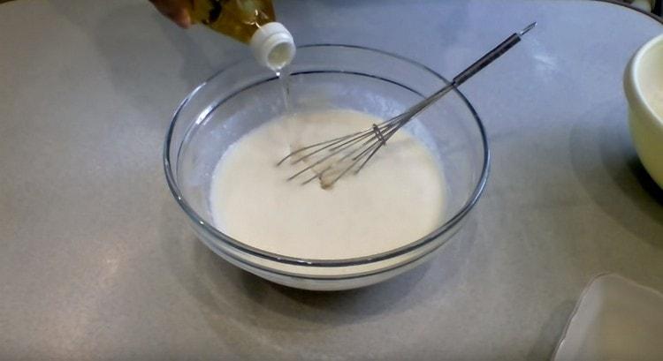 Add vegetable oil immediately.