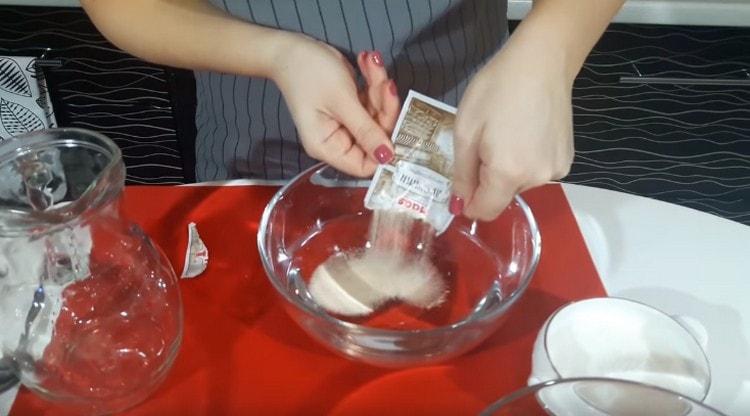 Dissolve yeast in warm water.