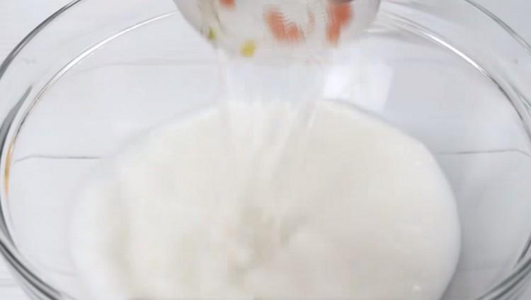 We combine water with milk.