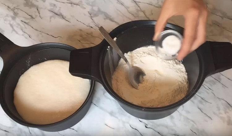 Add salt to the flour.