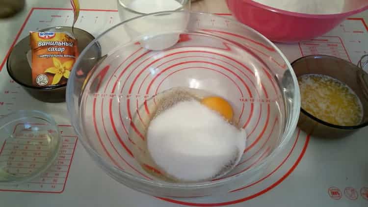 Whisk ingredients to make rose muffins