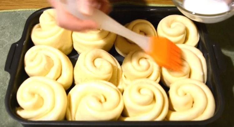 Before sending to the oven, the buns can be greased with milk.