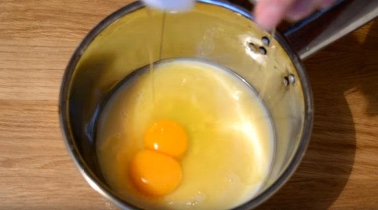 To prepare the cream, mix the condensed milk with eggs and boil until thickened.