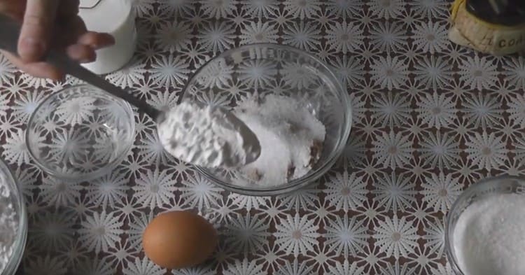 Combine yeast with sugar and flour.