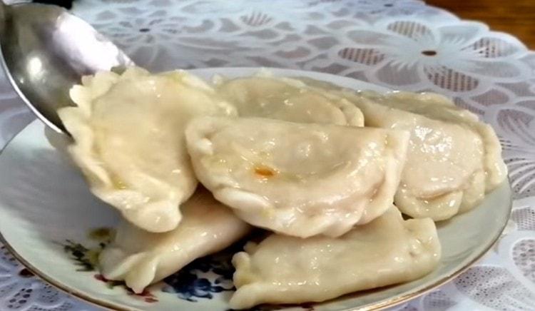 Here we have such delicious dumplings with potatoes and cabbage.
