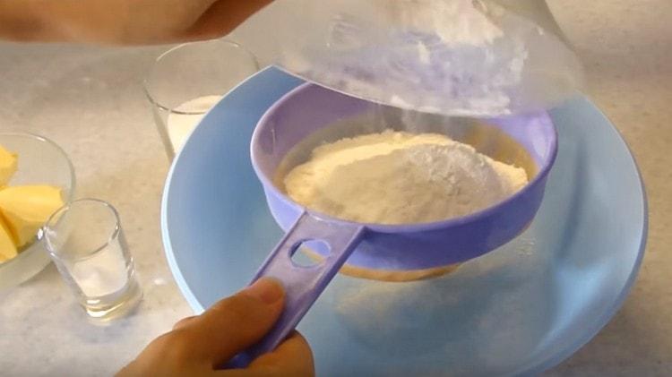 Sift flour into a bowl.