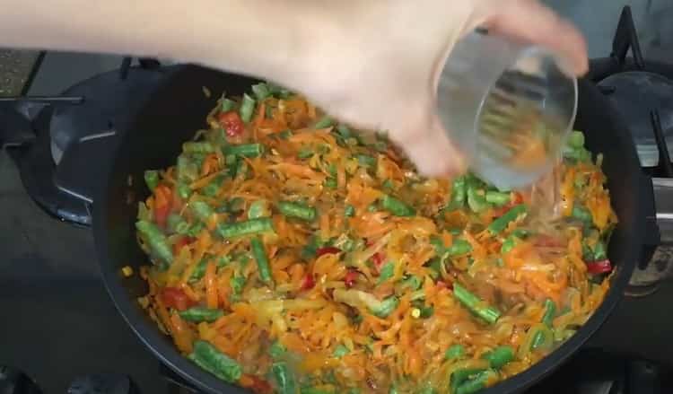 Add water to make stuffed mackerel