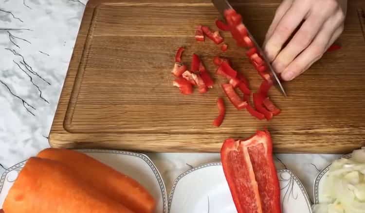To cook stuffed mackerel, chop the pepper