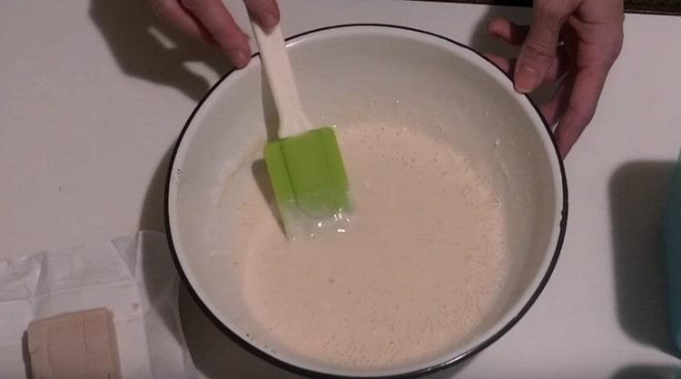 Mix the dough and leave it for a while.