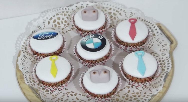 Here you can prepare such wonderful cupcakes for men.