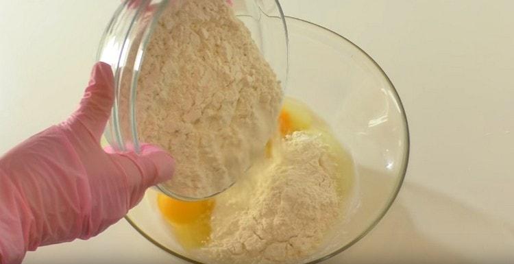 Add flour to the bowl as well.