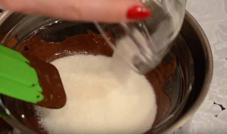 Add sugar to the chocolate.