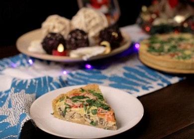 Quiche with Chicken and Mushrooms - French Open Cake Recipe