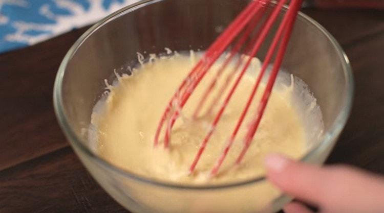 Add the grated cheese.