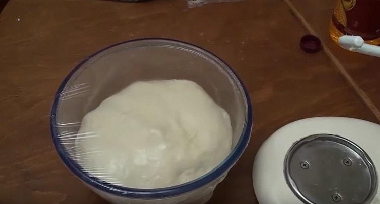 cover the dough with cling film and leave it to rise.