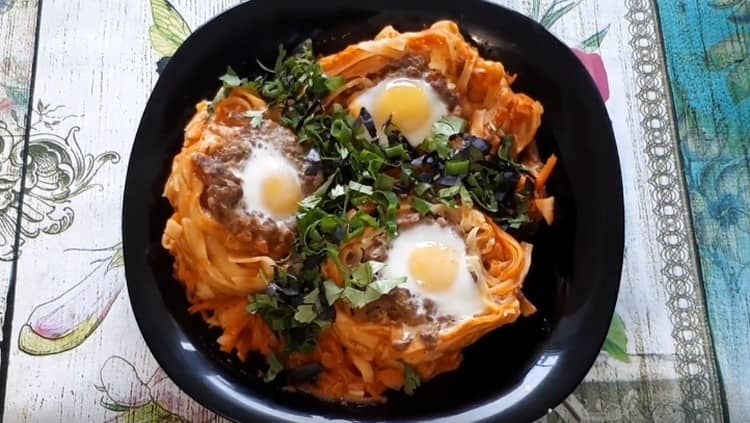As you can see, pasta nests can be turned into a very original dish.
