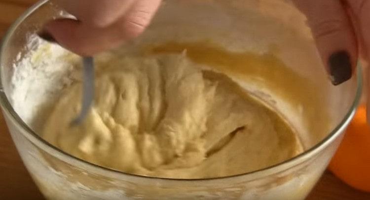 Mix the dough until smooth.