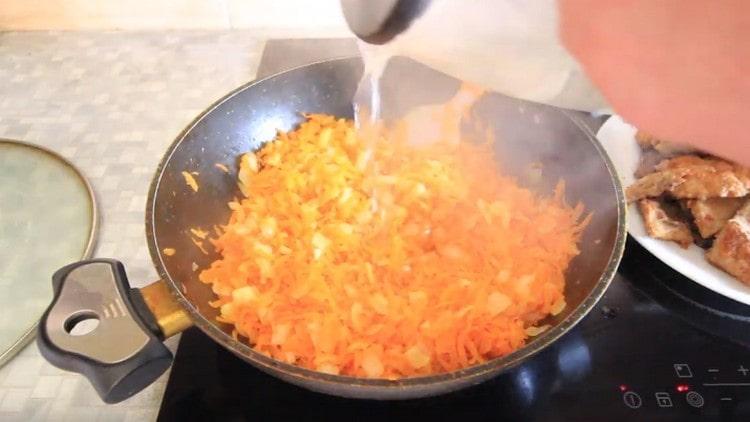 Add water to the vegetables.