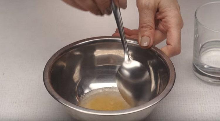 Dissolve gelatin in water.