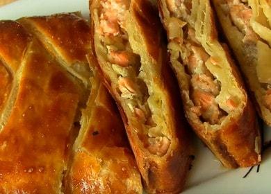 Simple fish pie with puff pastry salmon