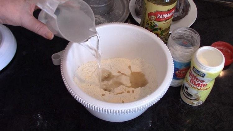 Add water at room temperature.