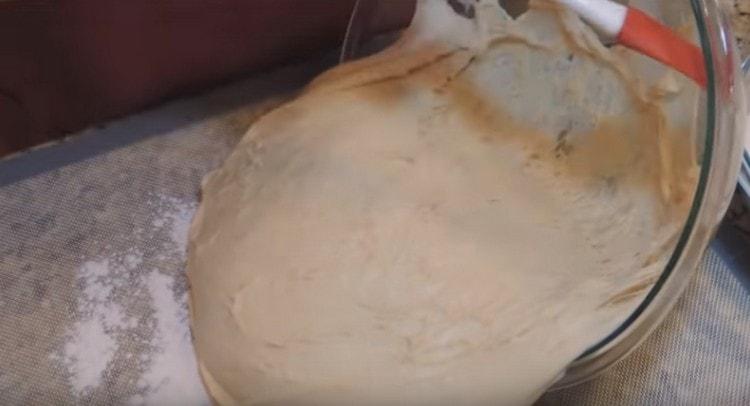 The risen dough needs to be kneaded.