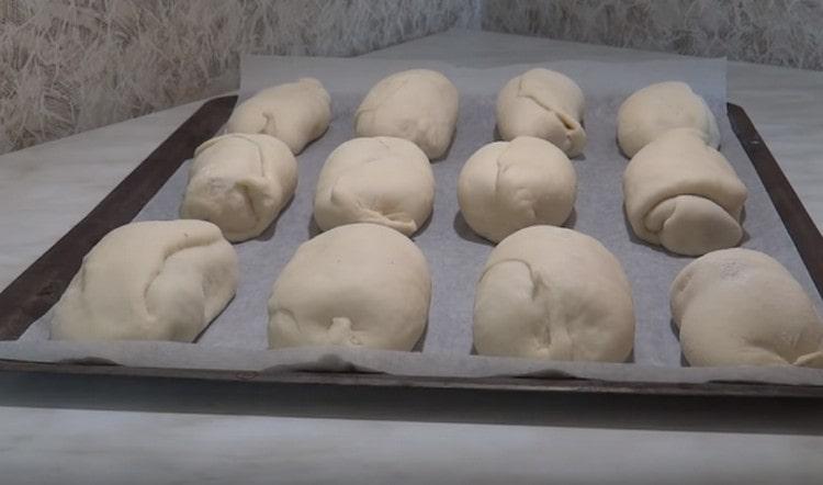 Put the pies on a baking sheet covered with parchment.