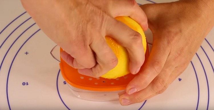 Squeeze juice from an orange, you need a glass of juice.