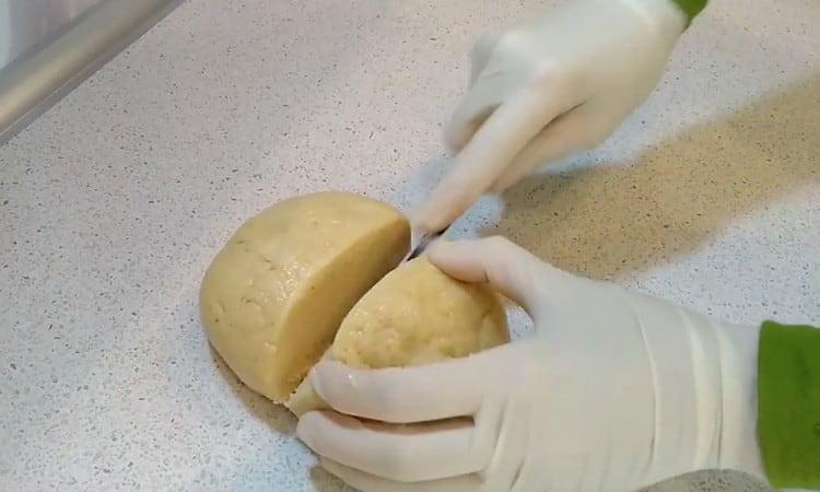 Divide the dough in half.