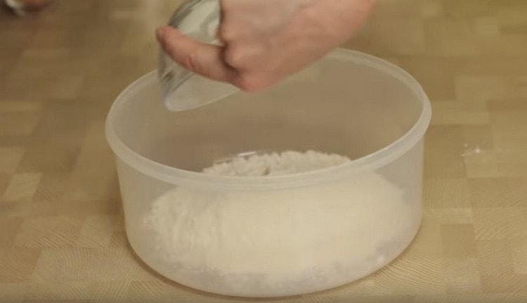 Sift flour into a bowl.