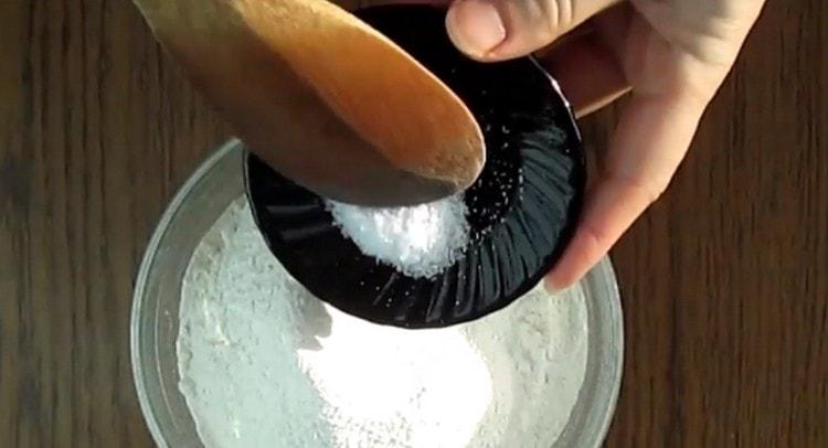 Mix flour with salt.