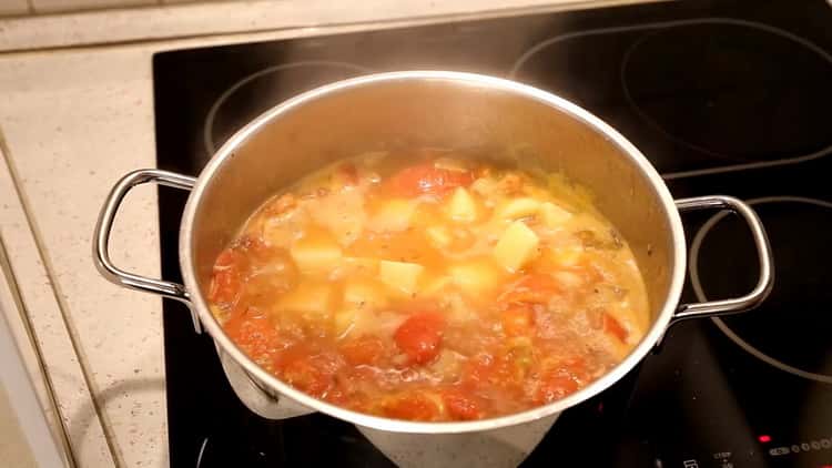 To make pollock soup, add potatoes
