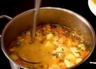 Pollock fillet fish soup with vegetables - diet recipe