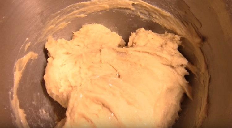 Knead the soft dough.