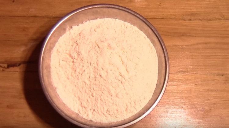 Sift the flour separately.