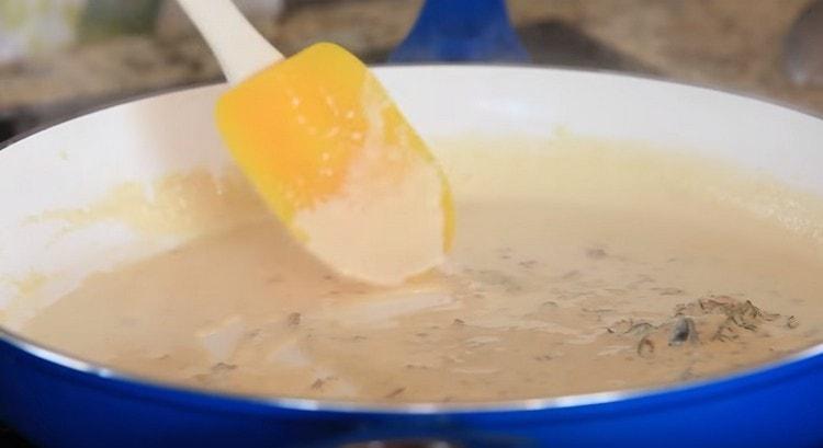 Cook the sauce until thickened.