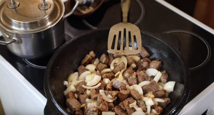 Fry the onion until soft.