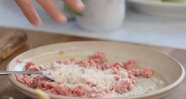Add breadcrumbs to the meat.