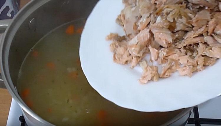 Almost at the very end we add pieces of fish.