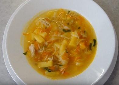 A simple soup with pasta and potatoes on chicken broth: we cook according to the recipe with a photo.