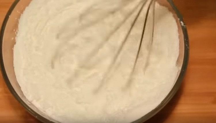 We combine flour with starch.