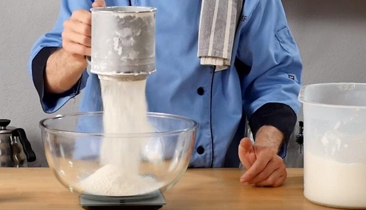 Sift flour into a bowl.