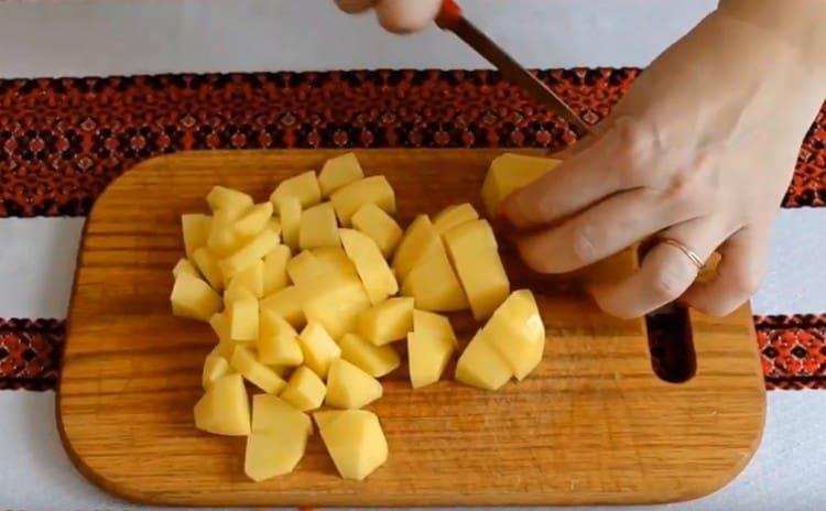 Peel and dice potatoes ..