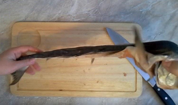 The skin is ready for stuffing.