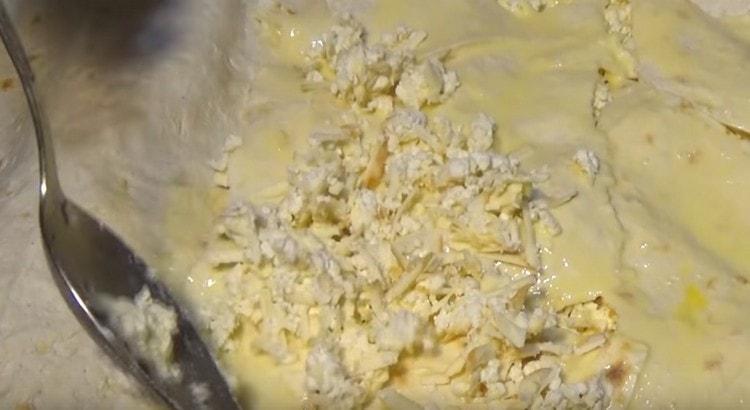 Again, repeat the layers of pita bread and toppings.