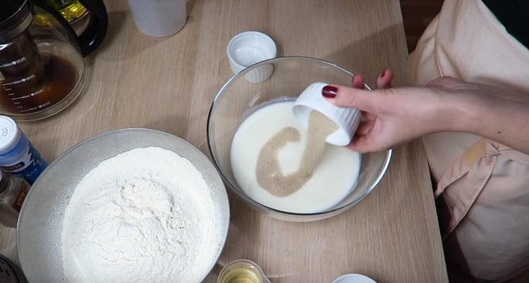 Then pour dry yeast.
