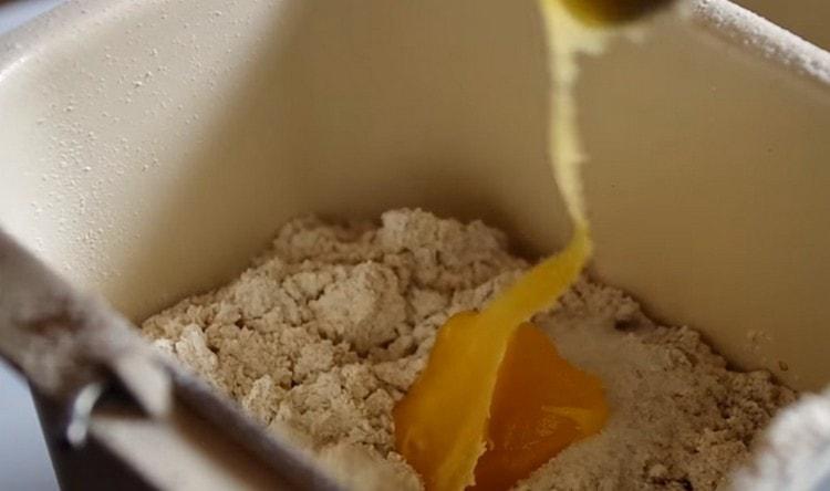 Add flour, water, honey.