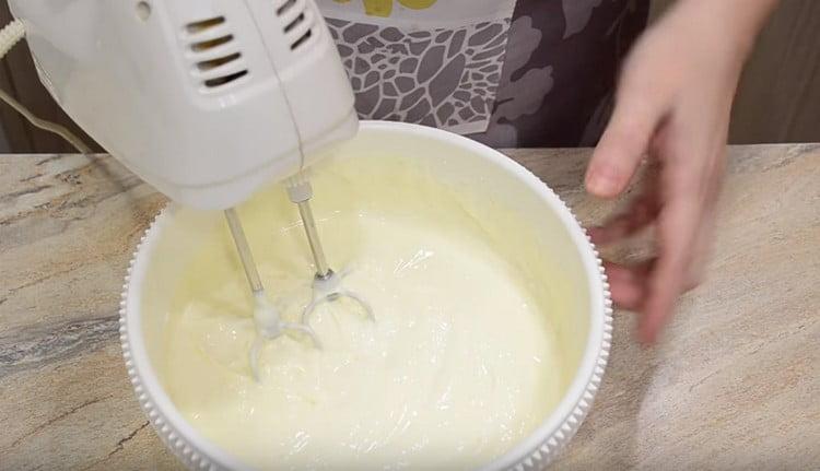 Then beat the resulting mass with a mixer.