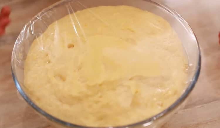 To make an orange cake, make a dough