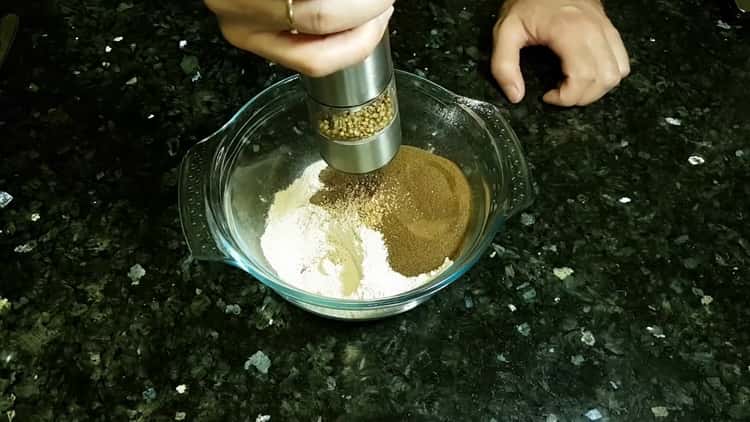 To make Borodino bread, add the ingredients